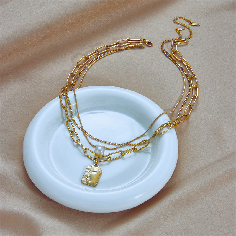 Damen-Kette aus Titanium-Stahl Perlen-Anhänger-Halskette