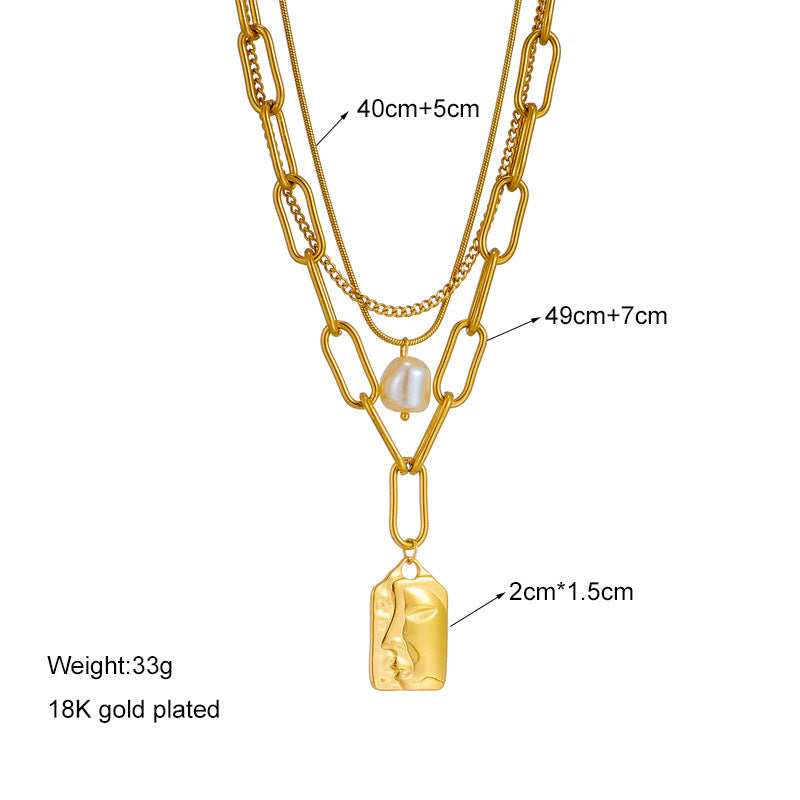 Damen-Kette aus Titanium-Stahl Perlen-Anhänger-Halskette