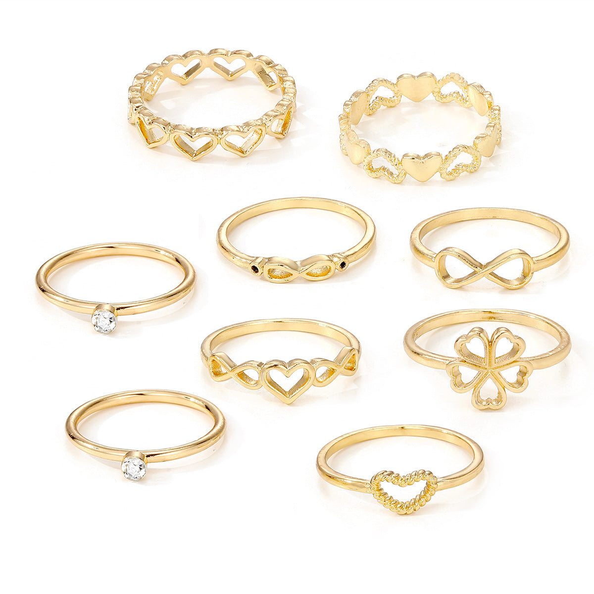9 Stück Gold Sets für Frauen Fingerringe Mode Schmuck