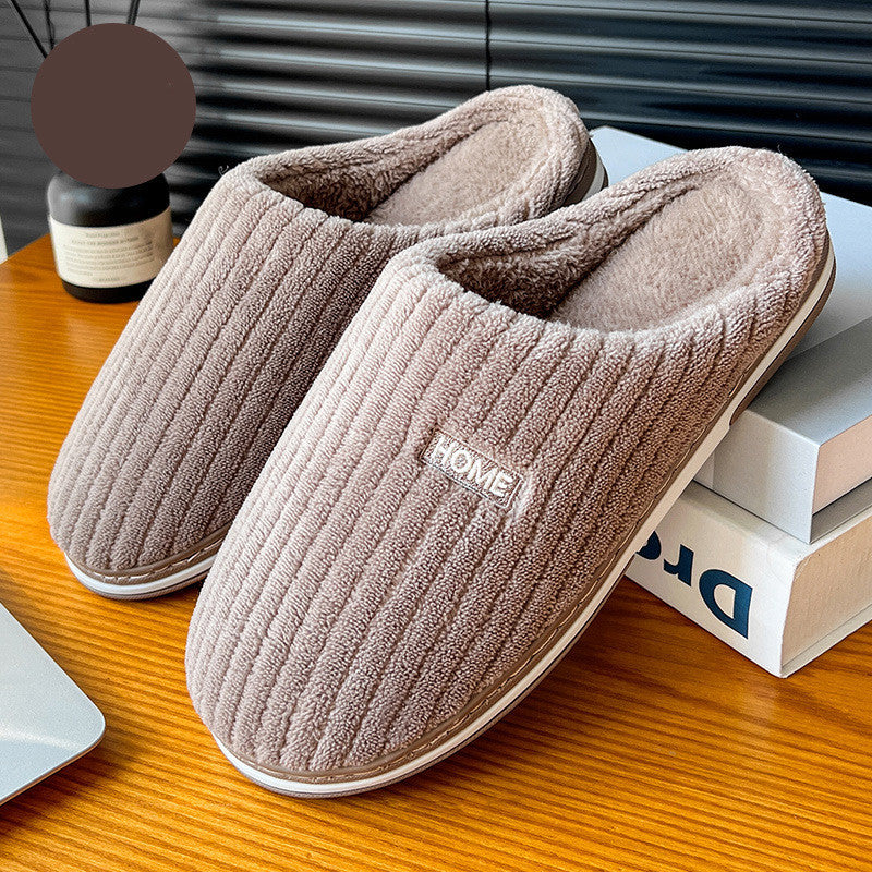 Einfarbige einfache Baumwoll pantoffeln Rutsch feste Hausschuhe für den Winter, warme Plüsch-Hausschuhe für den Innenbereich