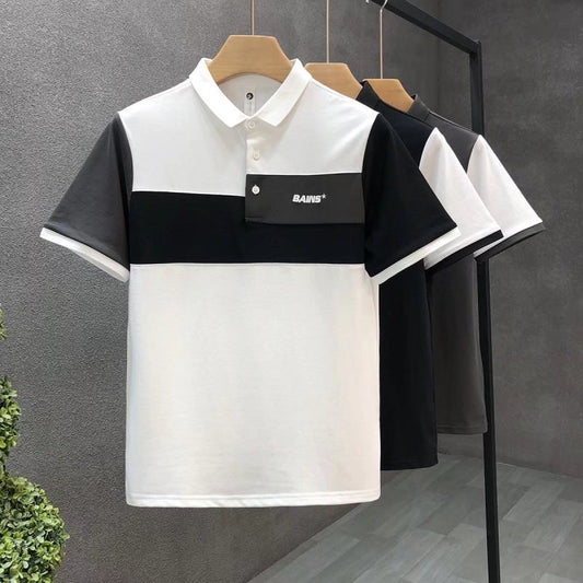 Trend Stitching Kontrast Farbe Polo Shirt Männer der Kurzen Ärmeln